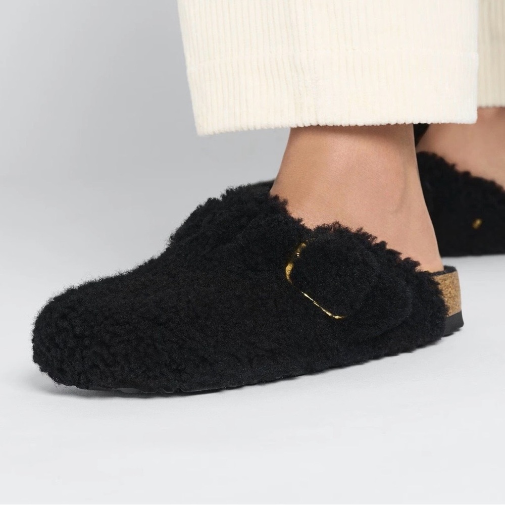 Birkenstock 1025930 Size 39 Black/Gold Boston Big Buckle Teddy Rivet Logo Clogs